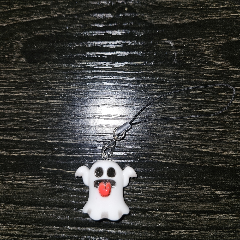 🌺 Lot B/E Cute Ghost Charm with Red Tongue #2